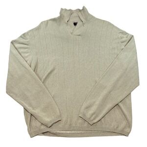 Johnnie Walker Mens Silk Blend Ribbed Split Mock Neck Sweater Sage Green Small